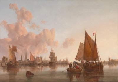 Segelboote und Lastkähne auf einem niederländischen Ästuar von John Crome